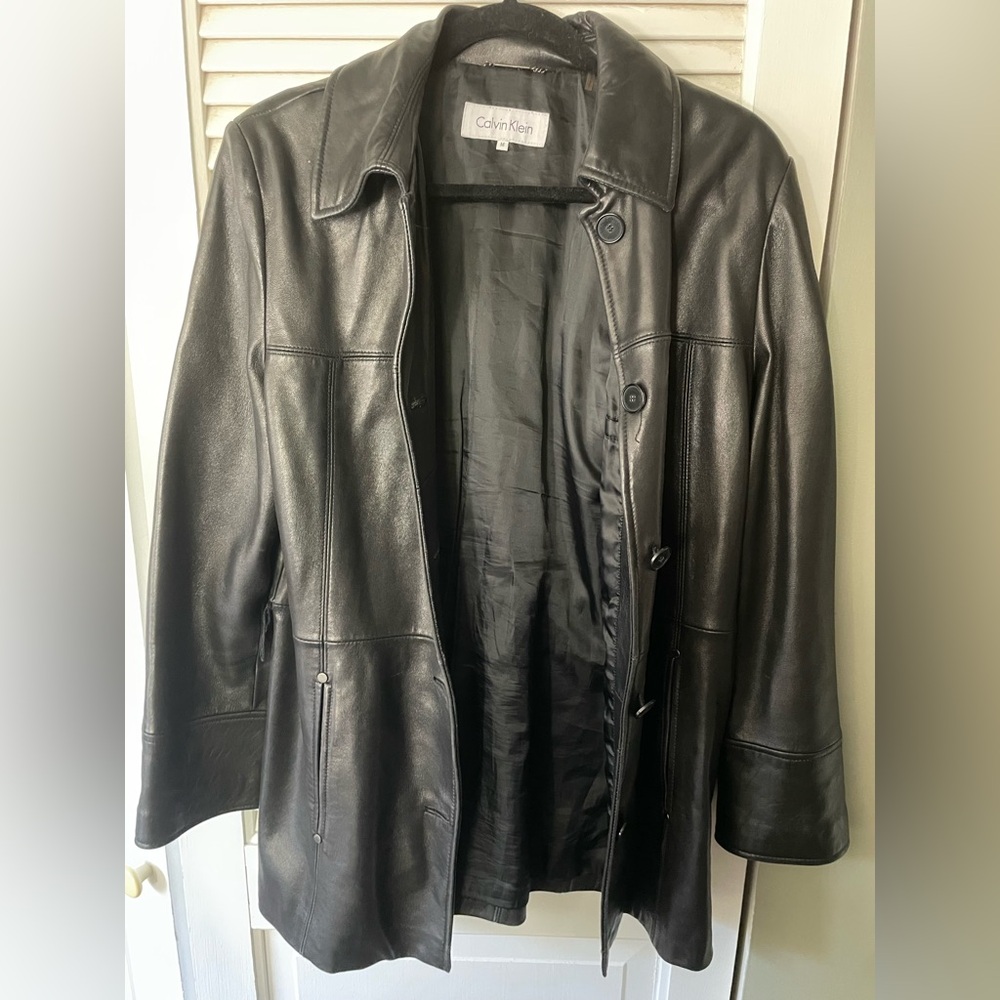 Y2K Calvin Klein Classic Black Leather Jacket